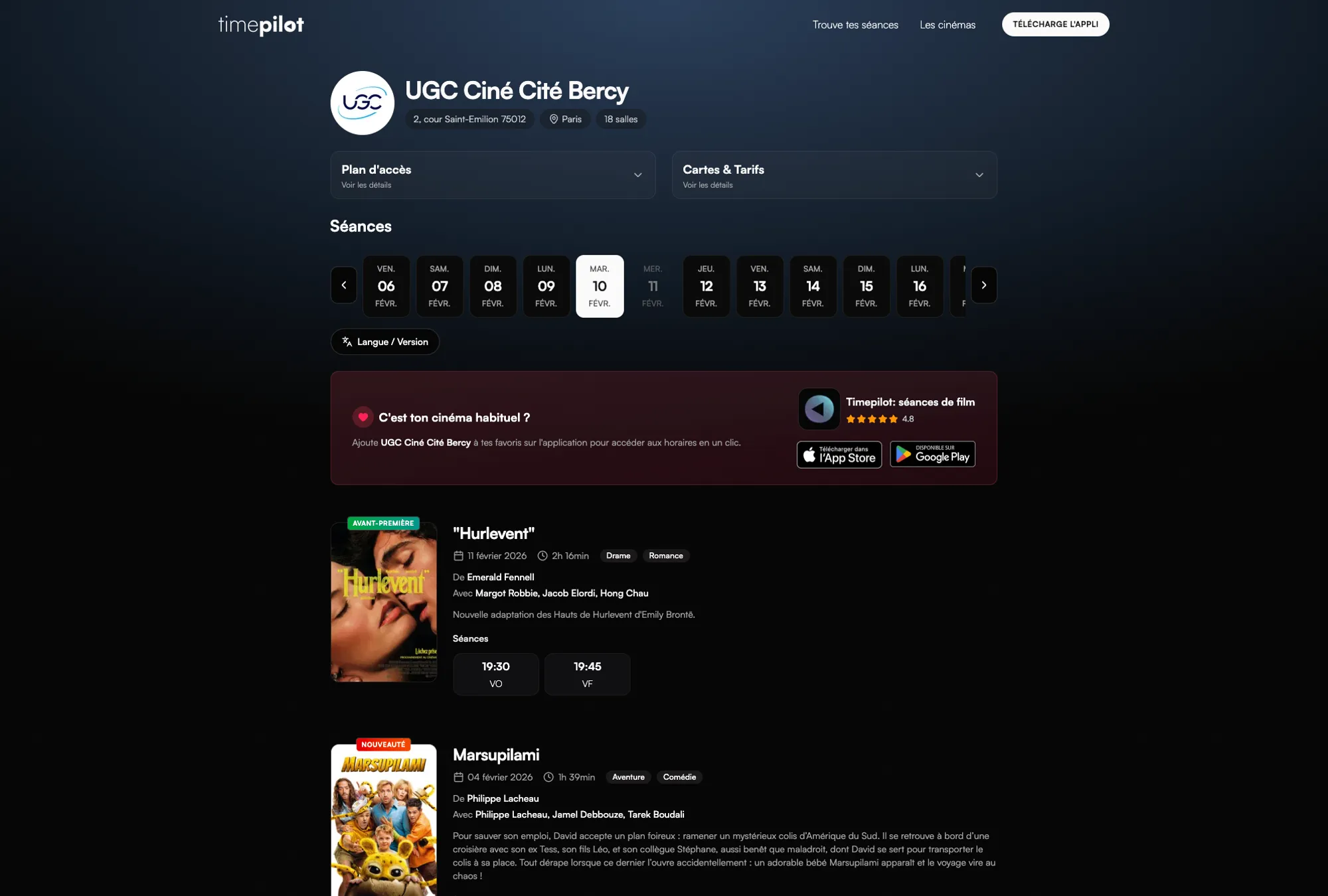 Timepilot - Site web